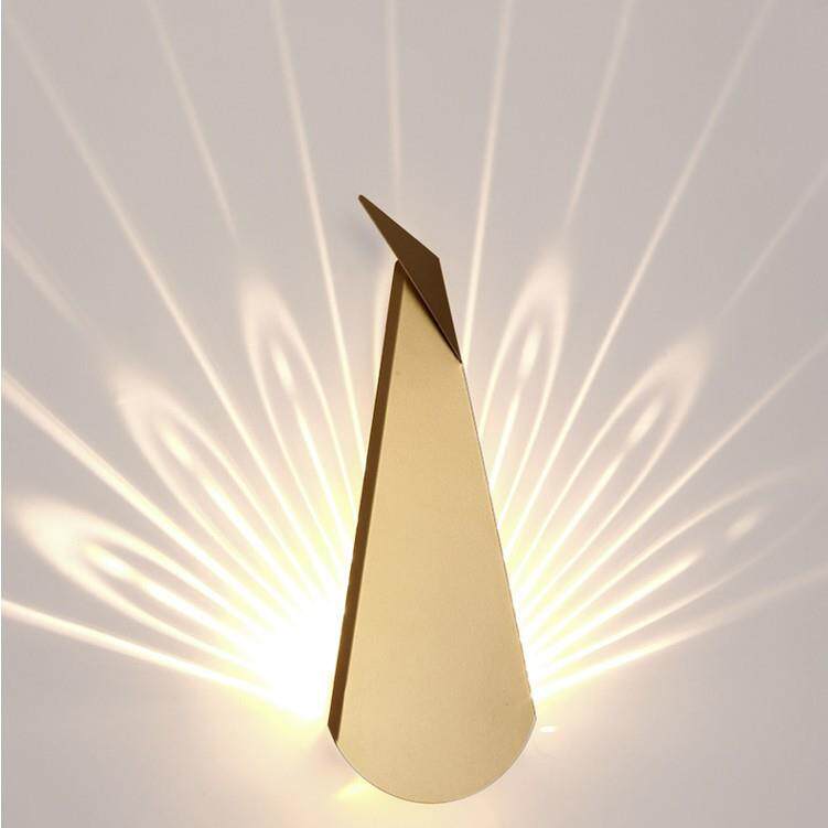 北欧铁艺彩色孔雀壁灯书房卧室床头壁灯餐厅过道LED壁灯