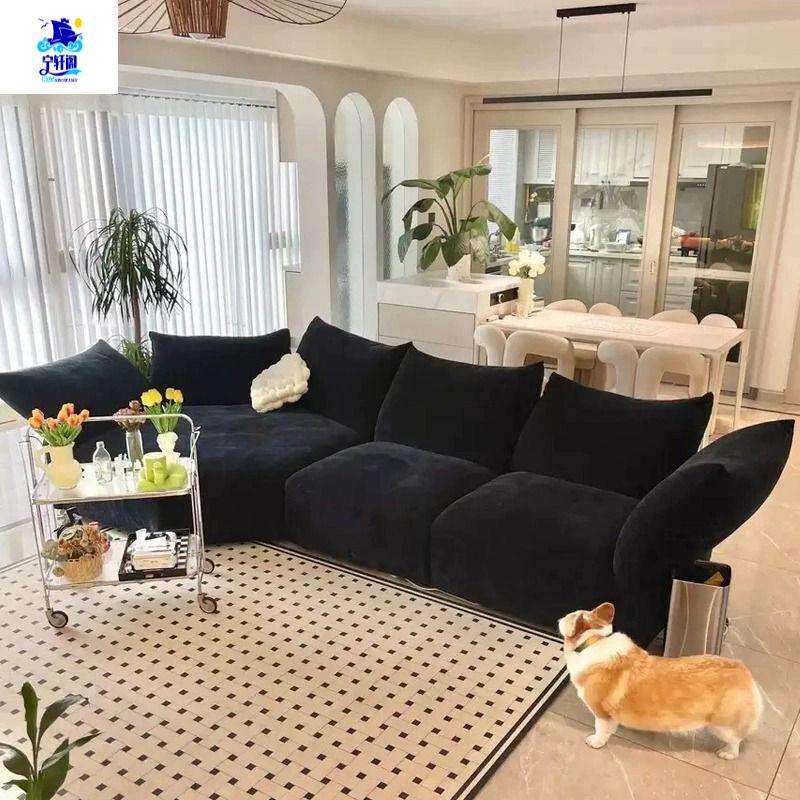 网红爆款奶油风花瓣布艺沙发客厅大户型创意异形转角意式极简沙发