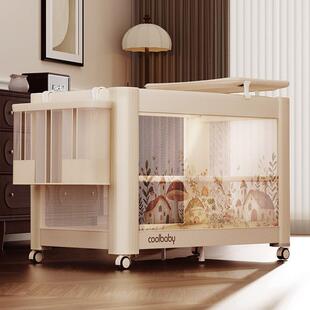 coolbaby蘑菇屋婴儿床可折叠一键开合无缝拼接床便携多功能宝宝床
