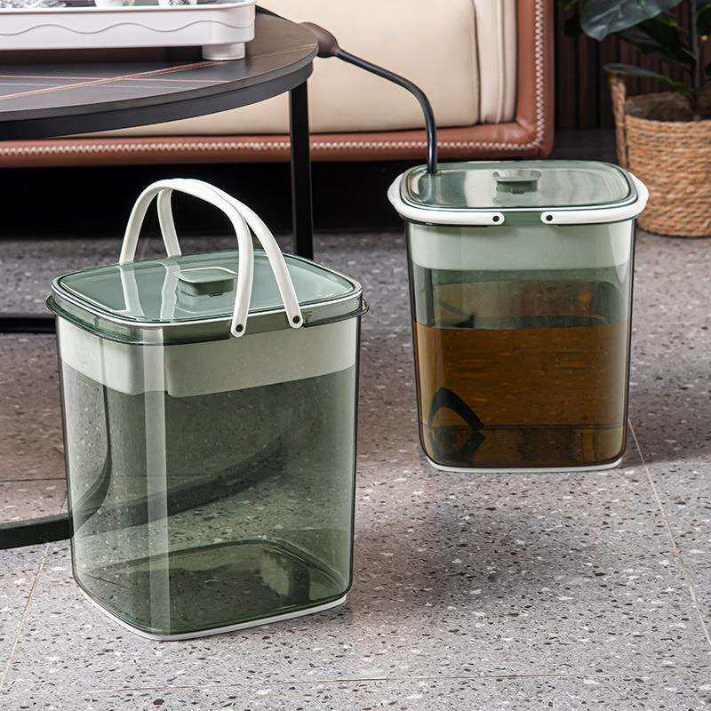 新款中式茶水桶大号多功能家用茶水分离茶渣桶带过滤网透明废水桶