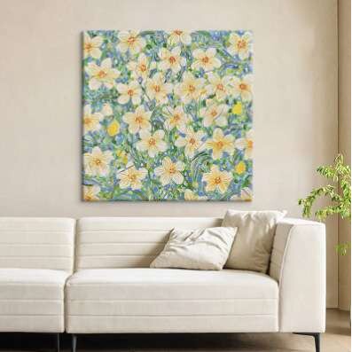 暖色小碎花手绘奶油田园风立体花卉植物装饰画客厅挂画玄关肌理画