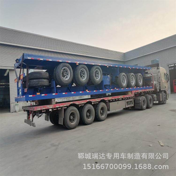 13米半挂平板车 三轴集装箱运输拖车 鹅颈式骨架半挂车咨询