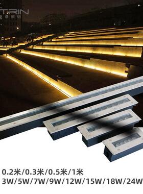 LE埋D长条形地IN-023埋灯36不锈钢防水地洗墙灯光方条形地板灯W柔
