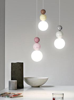 奶风卧室床头小吊灯现代简油约个灯性电视景背72598墙灯彩色星球