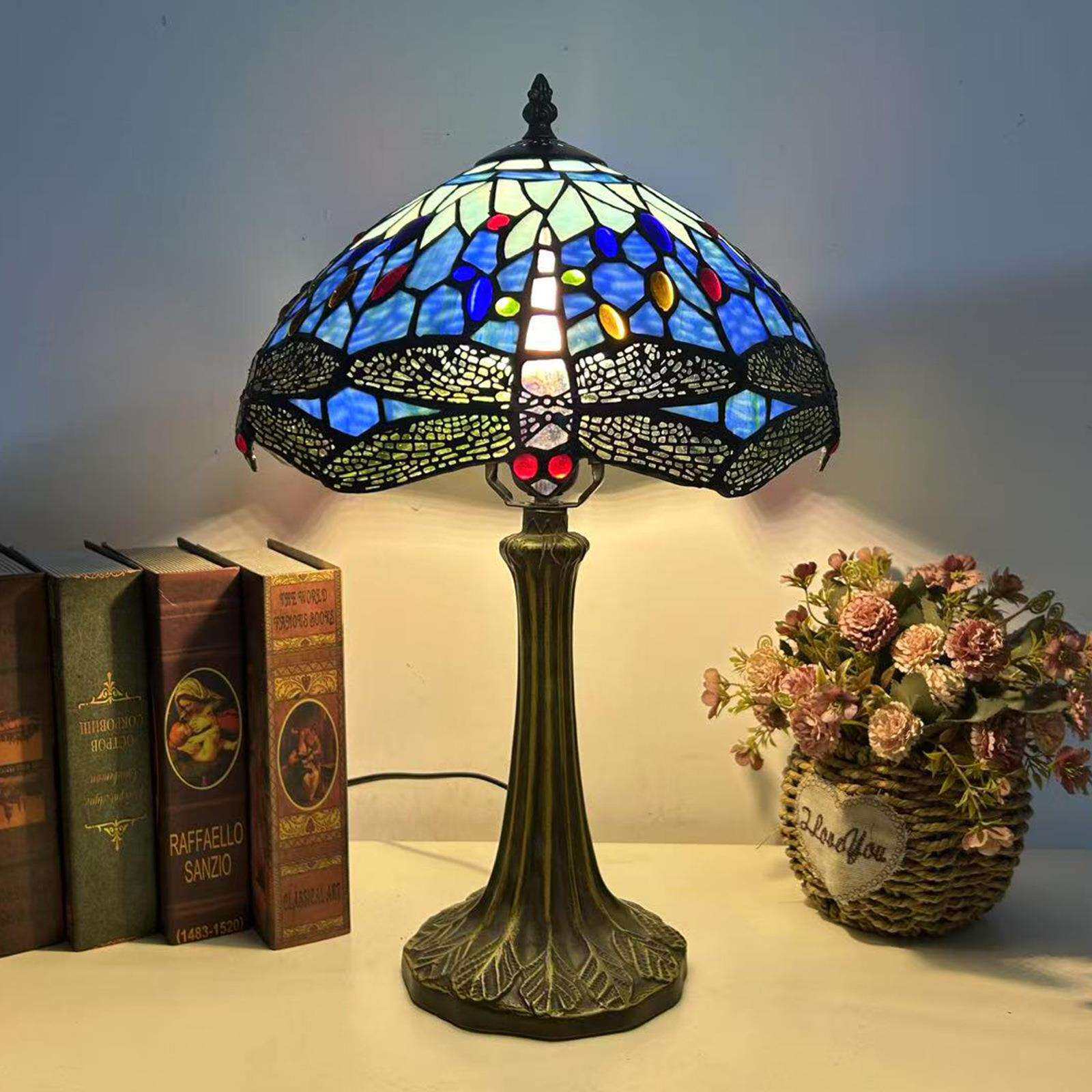 汇璟蒂凡尼灯罩欧式卧室客厅书房蝴蝶台灯跨境灯饰家居装饰摆件灯