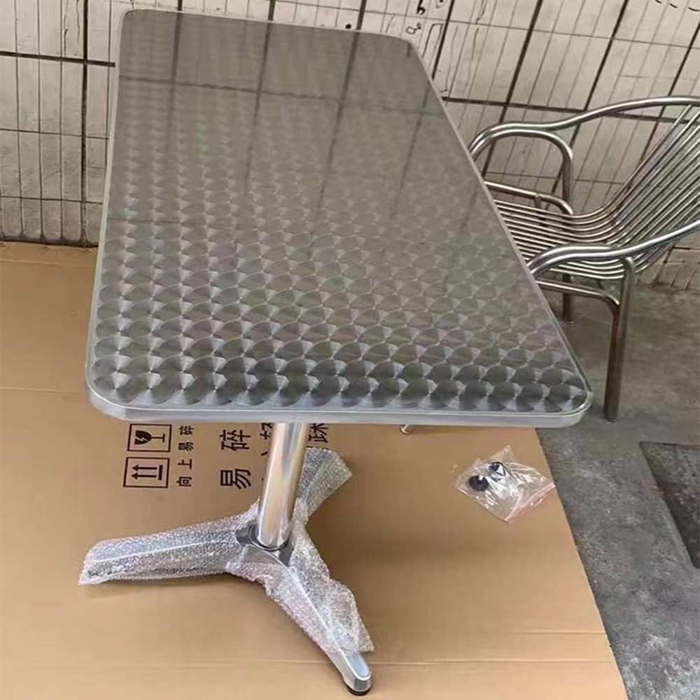 工业风简约折叠餐桌不锈钢长方桌餐厅多人吃饭洽谈长方形饭桌直售