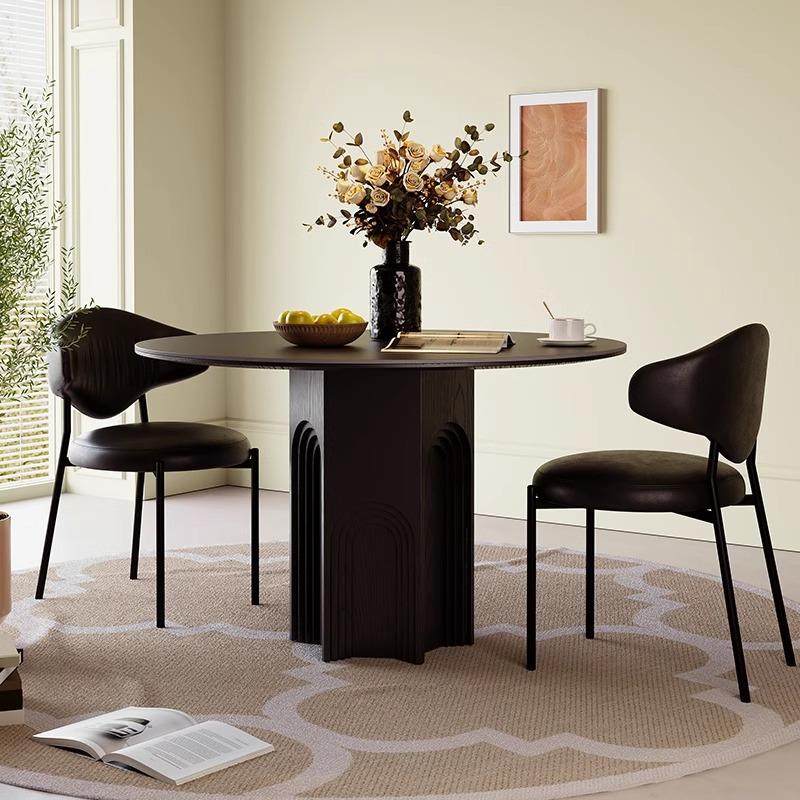 法式复古岩板圆桌小户型家用美式中古风黑色圆形饭桌实木圆餐桌,电子元器件市场,其它元器件,淘宝优惠券,粉丝福利购,淘宝优惠卷