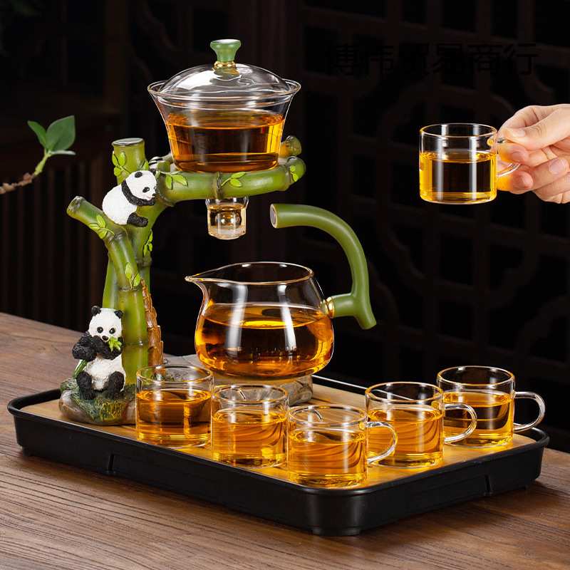 2025新款创意泡茶壶家用办公玻璃半自动茶具全套装高档懒人冲茶器