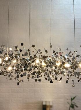 后现代树叶工程灯北欧简约客厅灯创意橱窗吧台片不锈钢服装店吊灯