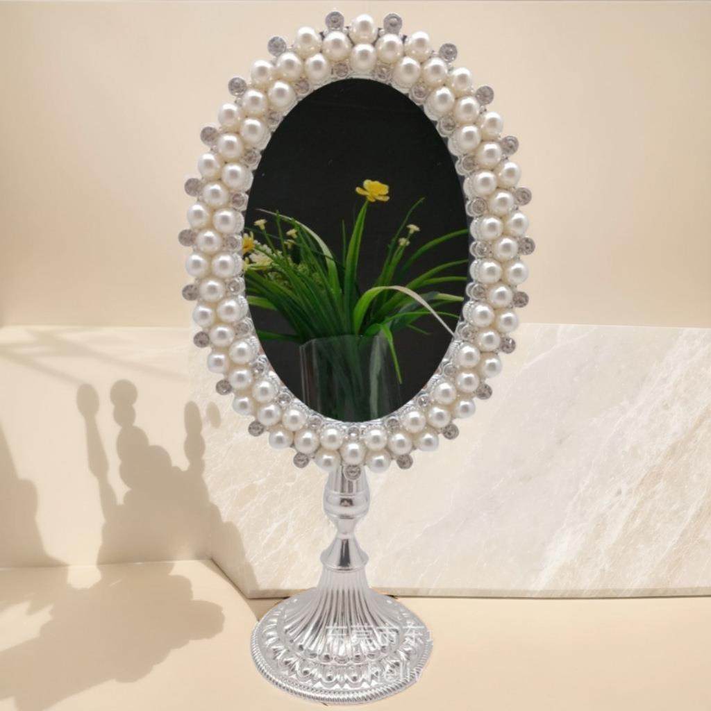 公主镜，银色金属镶嵌大颗珍珠化妆镜，相框台镜，,农用物资,其他肥料,淘宝优惠券,粉丝福利购,淘宝优惠卷
