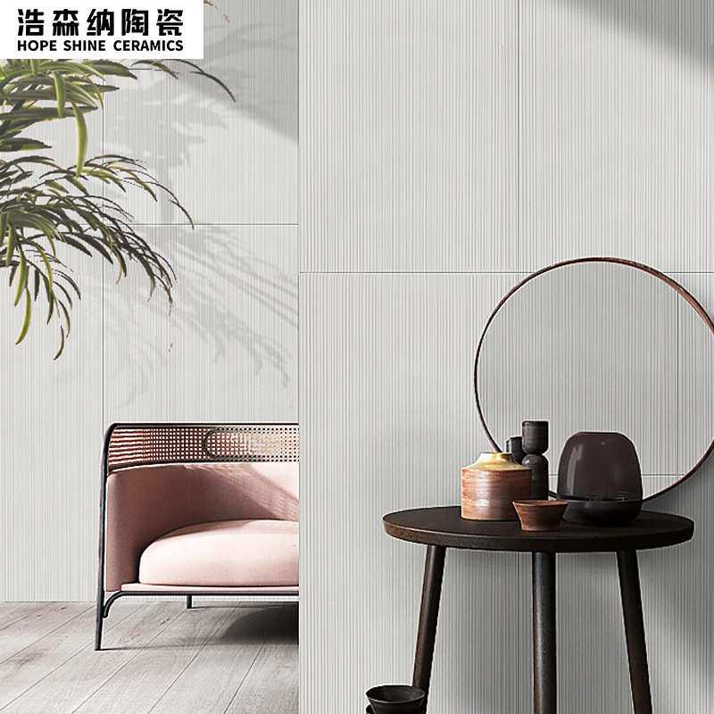 质感拉槽全瓷通体卫生间墙砖工装线条瓷砖客厅奶油仿古砖哑光地砖