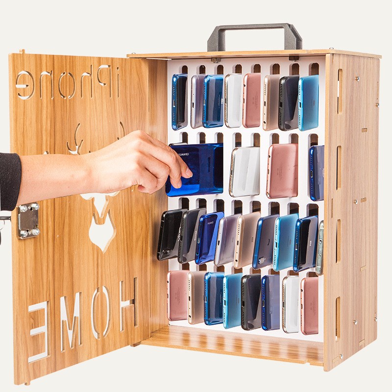 带锁手机收纳盒存放柜子办公室员工学生桌面多格手机保管箱置琴萱