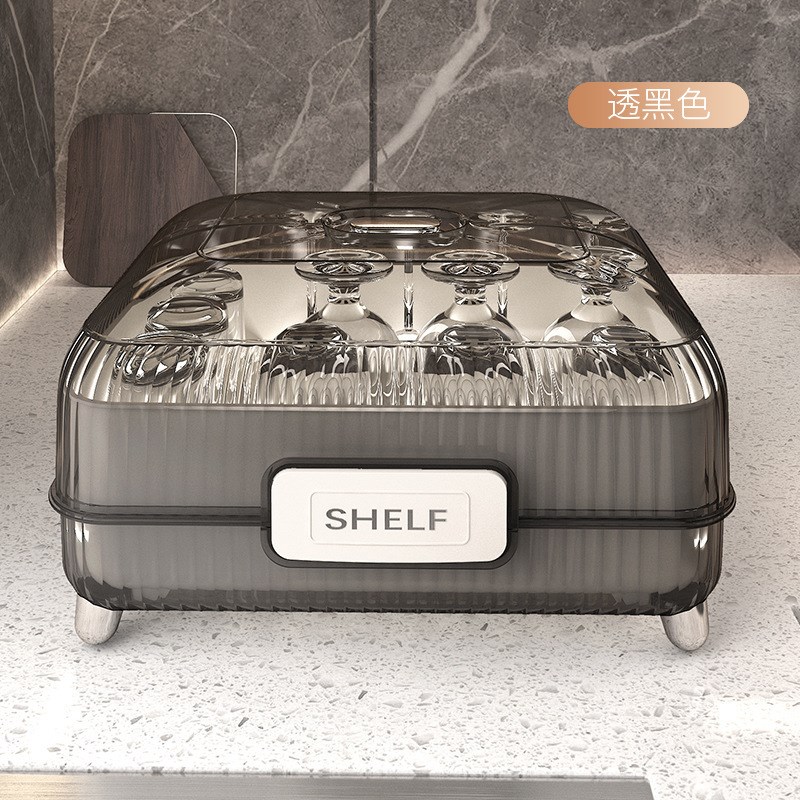 厨房轻奢沥水碗架大容量碗盘碟子收纳箱防尘带盖台面餐具收纳整理