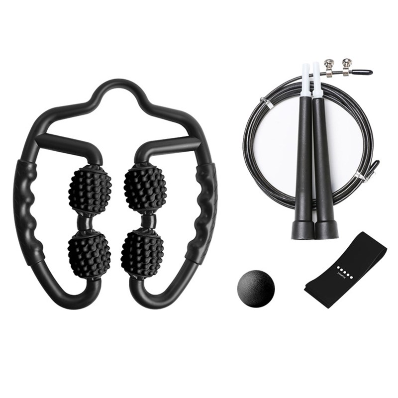 四合一套装环形夹腿器肌肉放松按摩球钢丝跳绳可调节健身阻力带