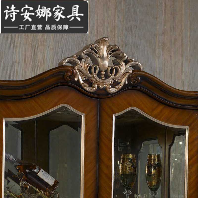 新古典实木酒柜美式双门展示柜欧式玻璃储物柜酒柜家具
