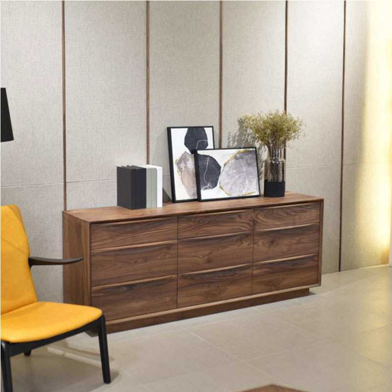 北美黑胡桃木斗柜北欧实木九斗柜斗橱卧室收纳柜客厅储物简约现代