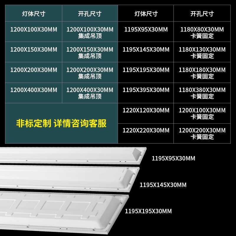led平板灯200*1200直发光面板灯石膏板可调光开孔嵌入式100*节能