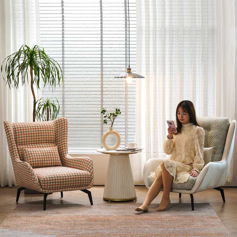 北欧轻奢懒人沙发单人复古简约休闲家用卧室客厅咖啡厅商务老虎椅