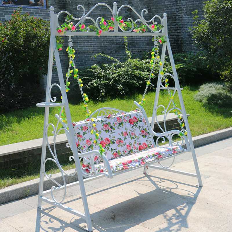 阳台吊椅休闲椅室外庭院花园摇椅成人白色铁艺儿童户外双人秋千