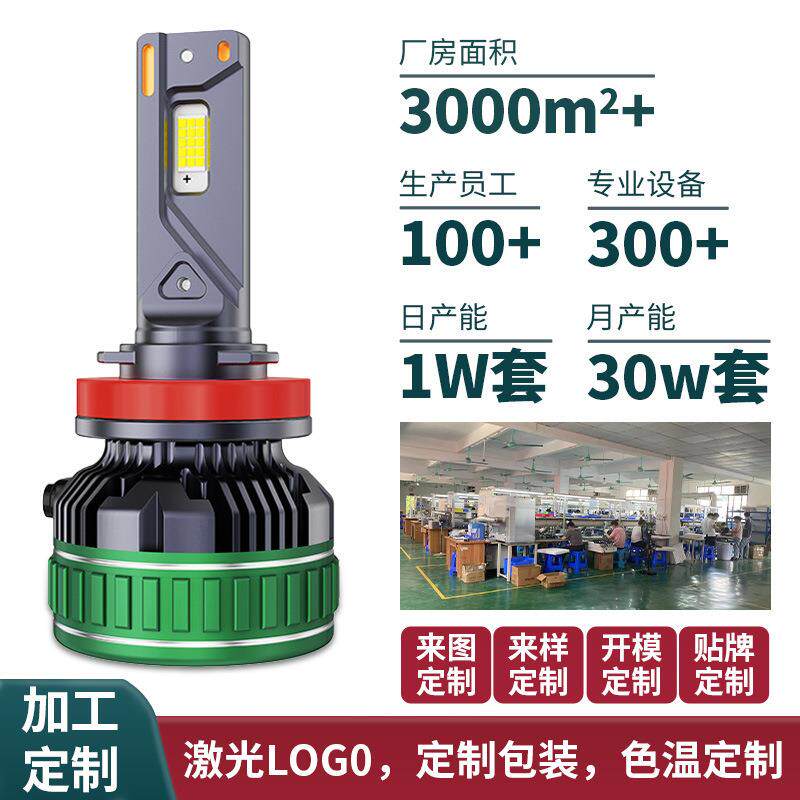 汽车led大灯三铜管30芯220w大功率h7h11汽车前照灯远近光通用大灯