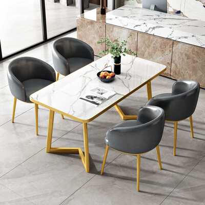 轻奢现代简约接待洽谈桌椅组合咖啡厅小吃奶茶店铺长方形网红餐桌