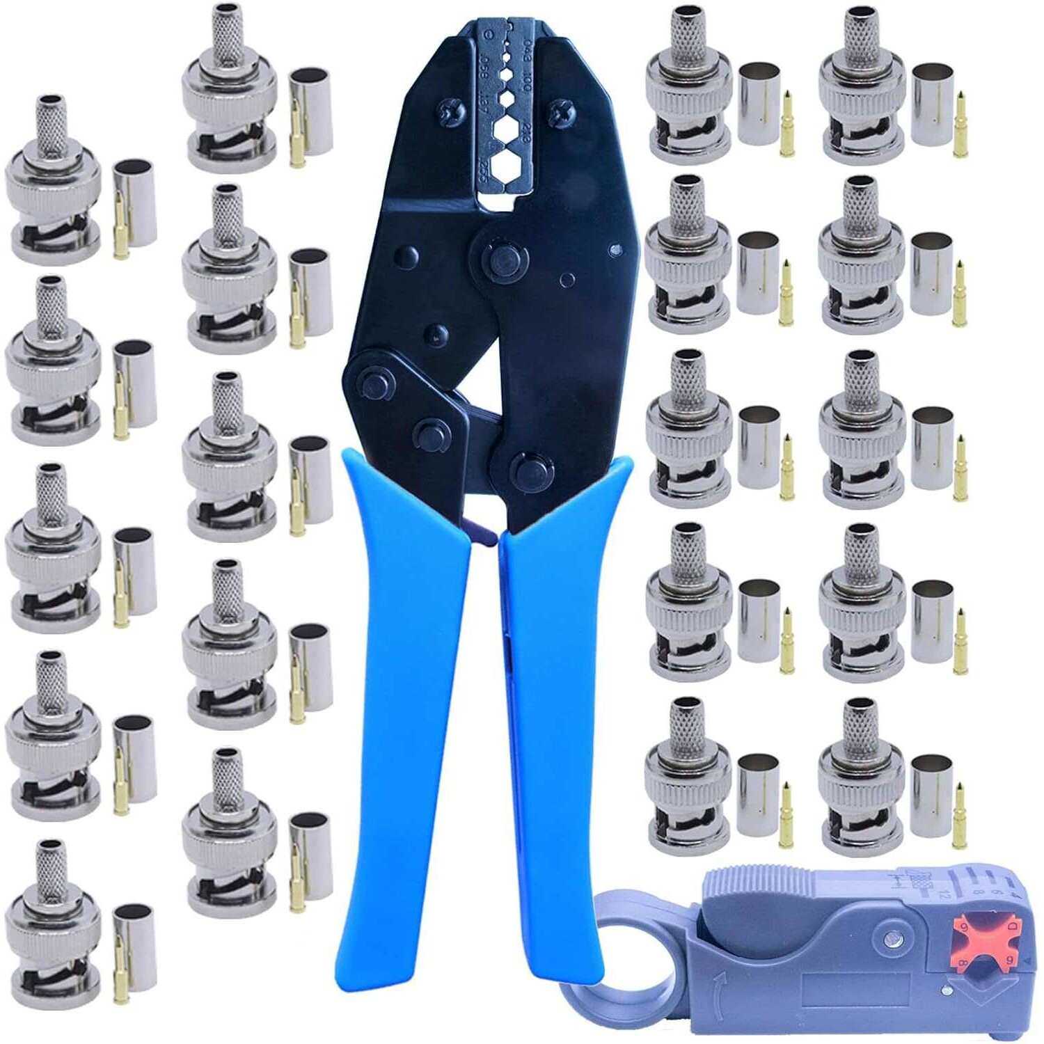 Yeerong BNC crimping tool kit,20 BNC male crimp-on connector