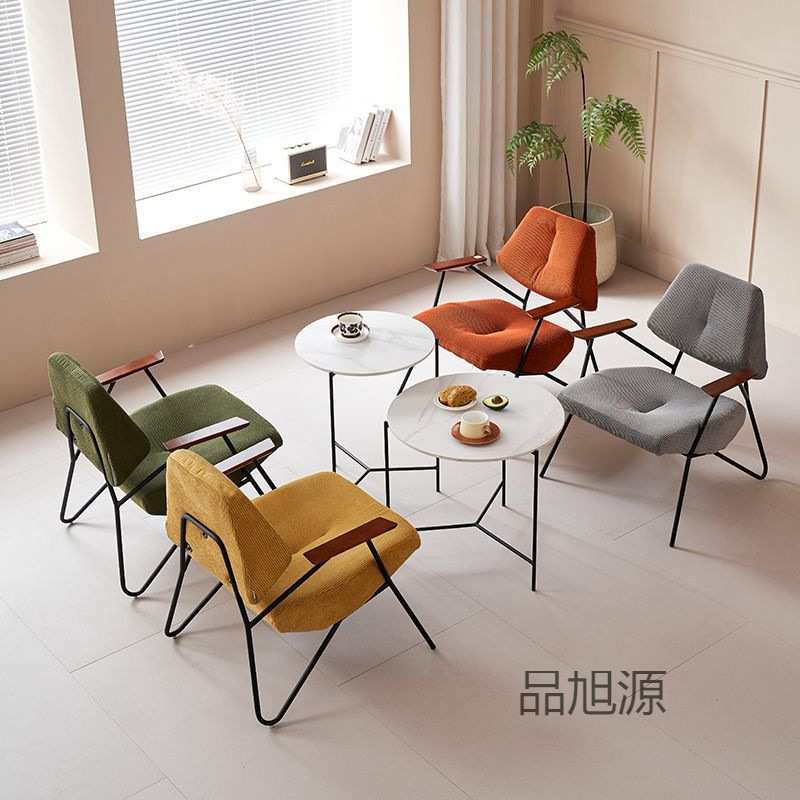 网红奶茶店咖啡厅休闲铁艺沙发桌椅组合 北欧餐厅单人洽谈沙发椅