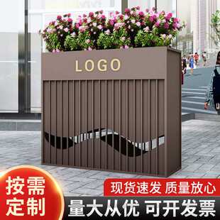 户外不锈钢花箱围栏隔断铁艺花坛商业街广场花盆城市街道园艺