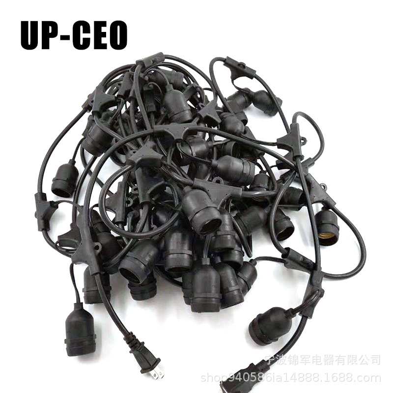 厂家供应庭院灯串线E26 灯串线E27灯头灯窜防水线/灯头电源线