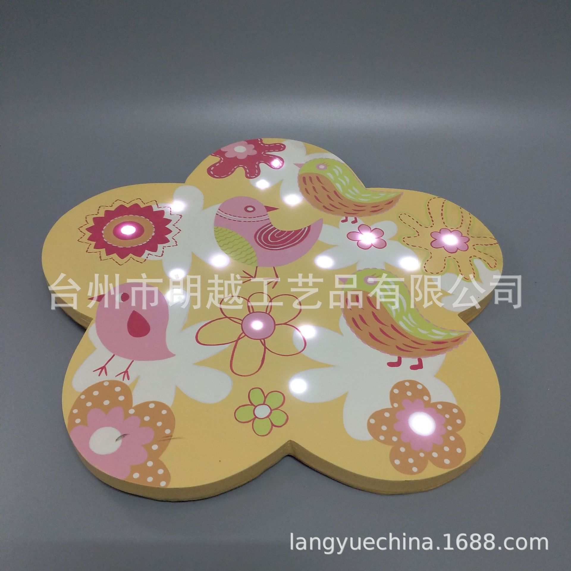 花朵造型LED小夜灯 儿童家居装饰品 木制春天系列LED装饰灯