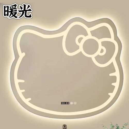 网红美妆镜Kitty猫咪化妆镜家居梳妆镜LED 灯智能触屏