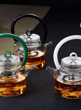 新羽手工玻璃煮茶壶加厚耐高温蒸煮茶器三用款电陶炉玻璃壶家用