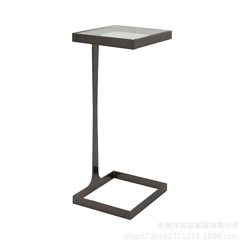 简约工业风咖啡桌网红奶茶店铁艺小圆桌子现代不锈钢小桌阳台茶几