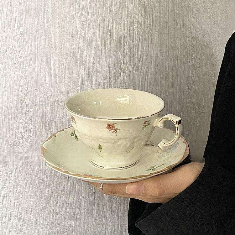 茶杯碟咖啡杯套装花朵浪漫小清新套装法式复古陶瓷杯下午vintage