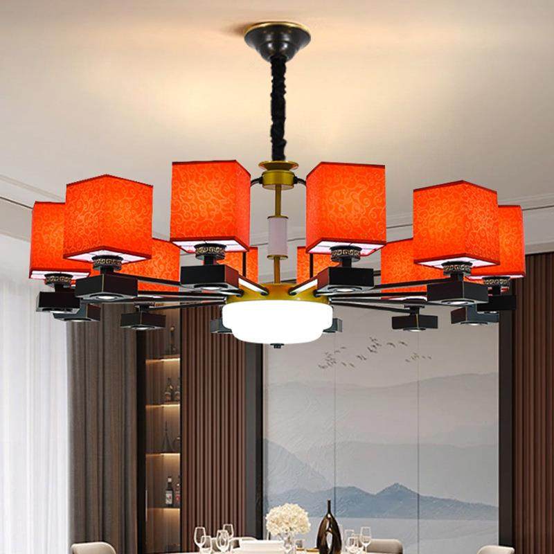 新中式灯笼餐厅吊灯带射灯火锅店宴会厅中国风复古布艺客厅灯具,电子元器件市场,其它元器件,淘宝优惠券,粉丝福利购,淘宝优惠卷