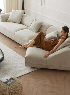 现代客厅小户型异形沙发法式奶油风布艺贵妃弧形简约转角意式北欧