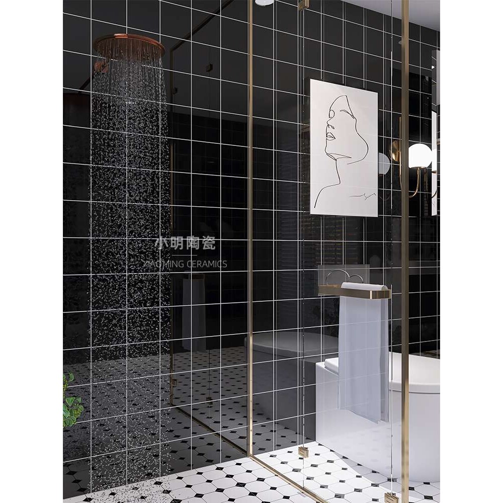 北欧简约现代卫生间厨房墙砖纯色小白砖150X150釉面砖餐厅瓷砖