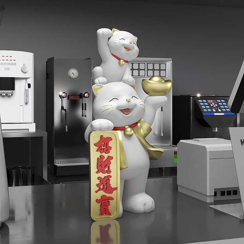 创意招财猫工艺品摆件客厅沙发旁前台大厅装饰品新店铺开业送礼