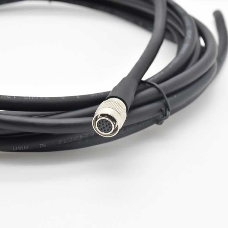 HRS广濑快速连接器 M12公母连接器 HR10A-10P-12S带线材航空插头