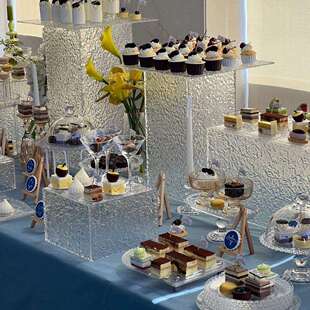 下午茶水波纹亚克力摆台托盘套装甜品台自助餐婚庆宴会布置点心架