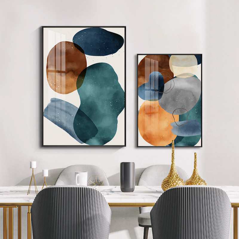 星辰 现代简约客厅装饰画卧室餐厅卧室挂画抽象几何橙蓝梦幻壁画