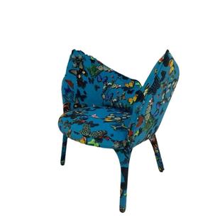 罗奇堡单人休闲椅LadyB扶手椅设计师蝴蝶3D印花布酒店家用异型椅