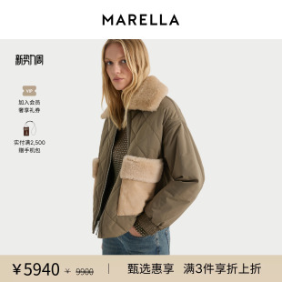直筒落肩棉服夹克外套3486025402 短款 MARELLA 2025秋冬女装
