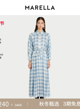 MARELLA 2025秋冬女装长款格纹衬衫连衣裙长裙3226085402