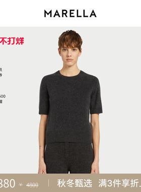 MARELLA 2025秋冬女装修身短袖绵羊毛混纺毛针织衫3366075502