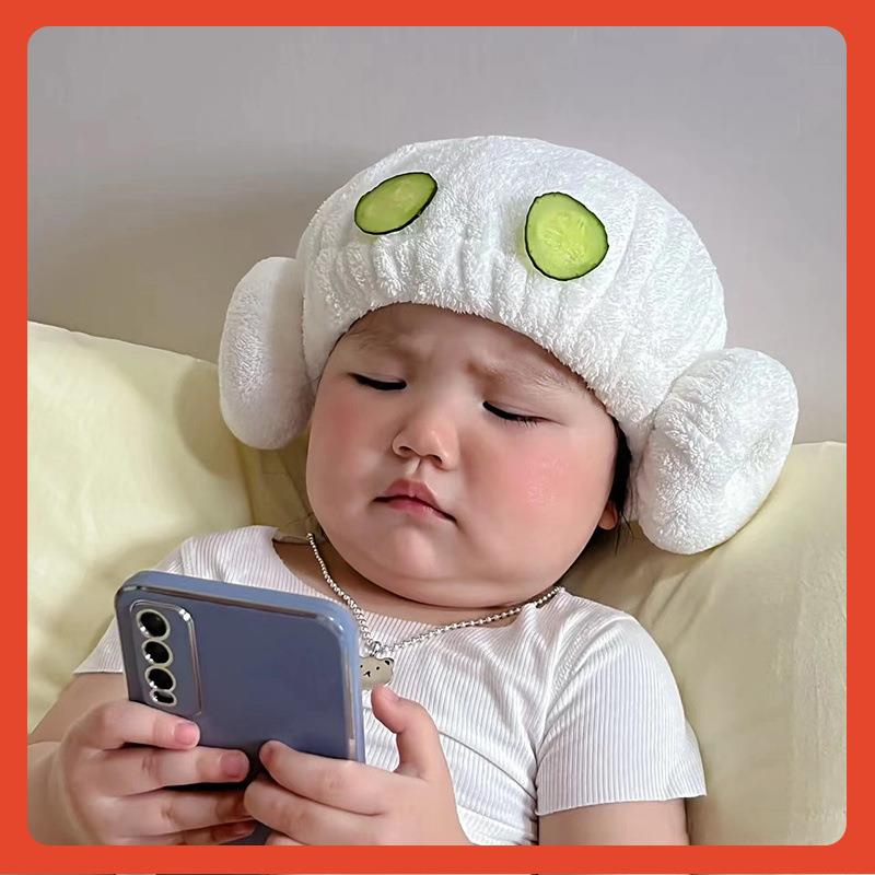 ⌘婴儿宝宝干发帽a类吸水不易掉毛1-3岁小童包头巾可爱洗头浴帽