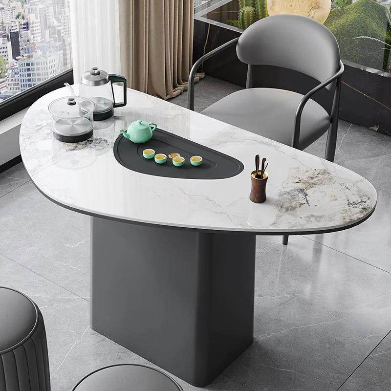 阳台茶桌岩板轻奢小茶台现代简约家用喝茶桌烧水壶一体泡茶桌组合