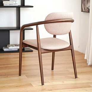 北欧实木白蜡木餐椅意式轻奢家用餐桌椅中古休闲极简靠背椅