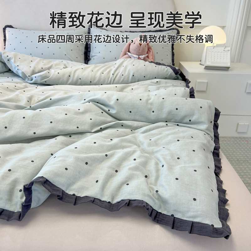 创蔚床笠床单四件套三件套装 水洗棉被套家用宿舍2026新款代发