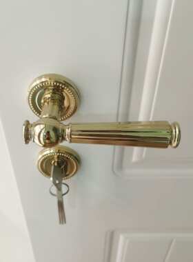 依佰利美式金色门锁轻奢室内法式奶油风房门锁卧室把手磁吸静音锁